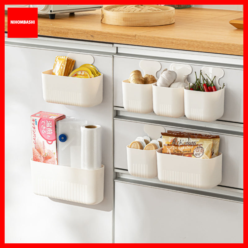 Magnetic Fridge Organizer Box, Kitchen Wall Holder with Adhesive Tape