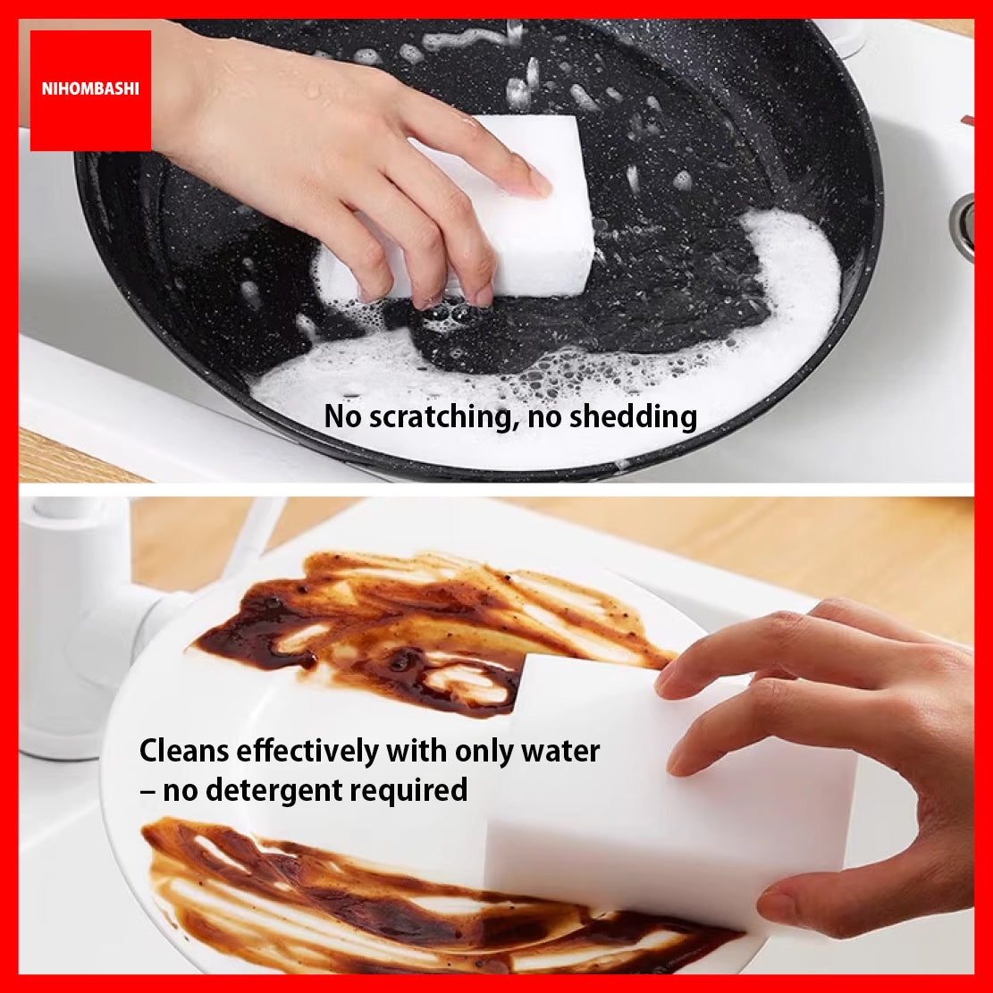 Magic Sponge Eraser, White Melamine Nano Sponge Double Compressed