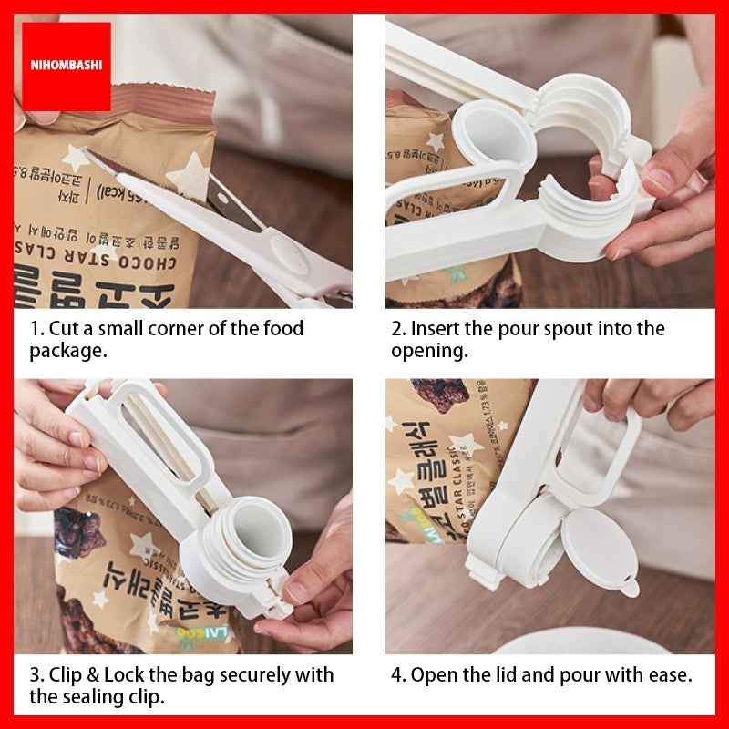 Food Bag Sealer Clip With Pour Spout