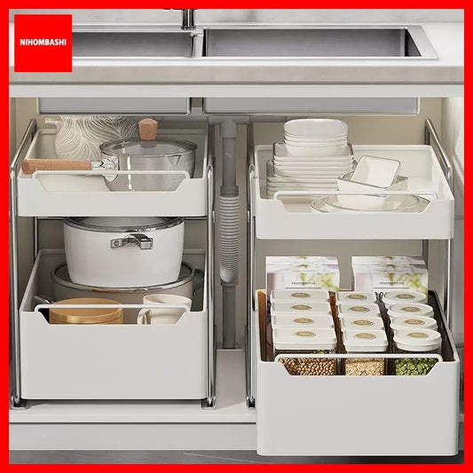 Stainless Steel Under Cabinet Pull Out Drawer Storage Rack Heavy Duty Kitchen Cabinet Organizer Sliding Shelf