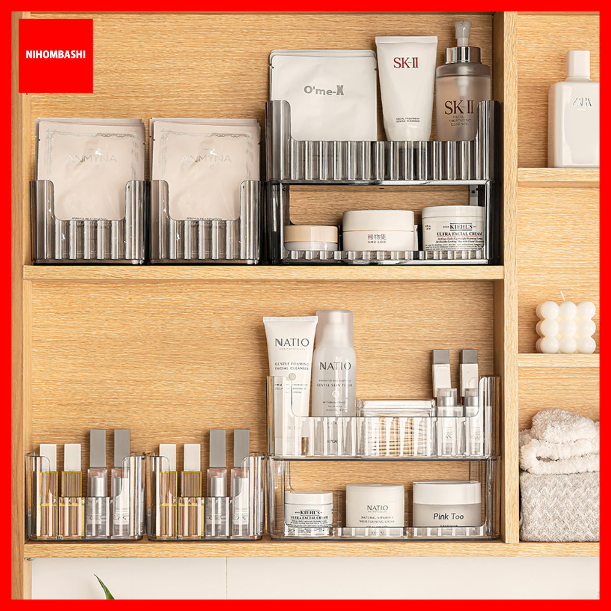 Makeup Organizer Tray Stackable Cosmetic Holder for Mirror Cabinet
