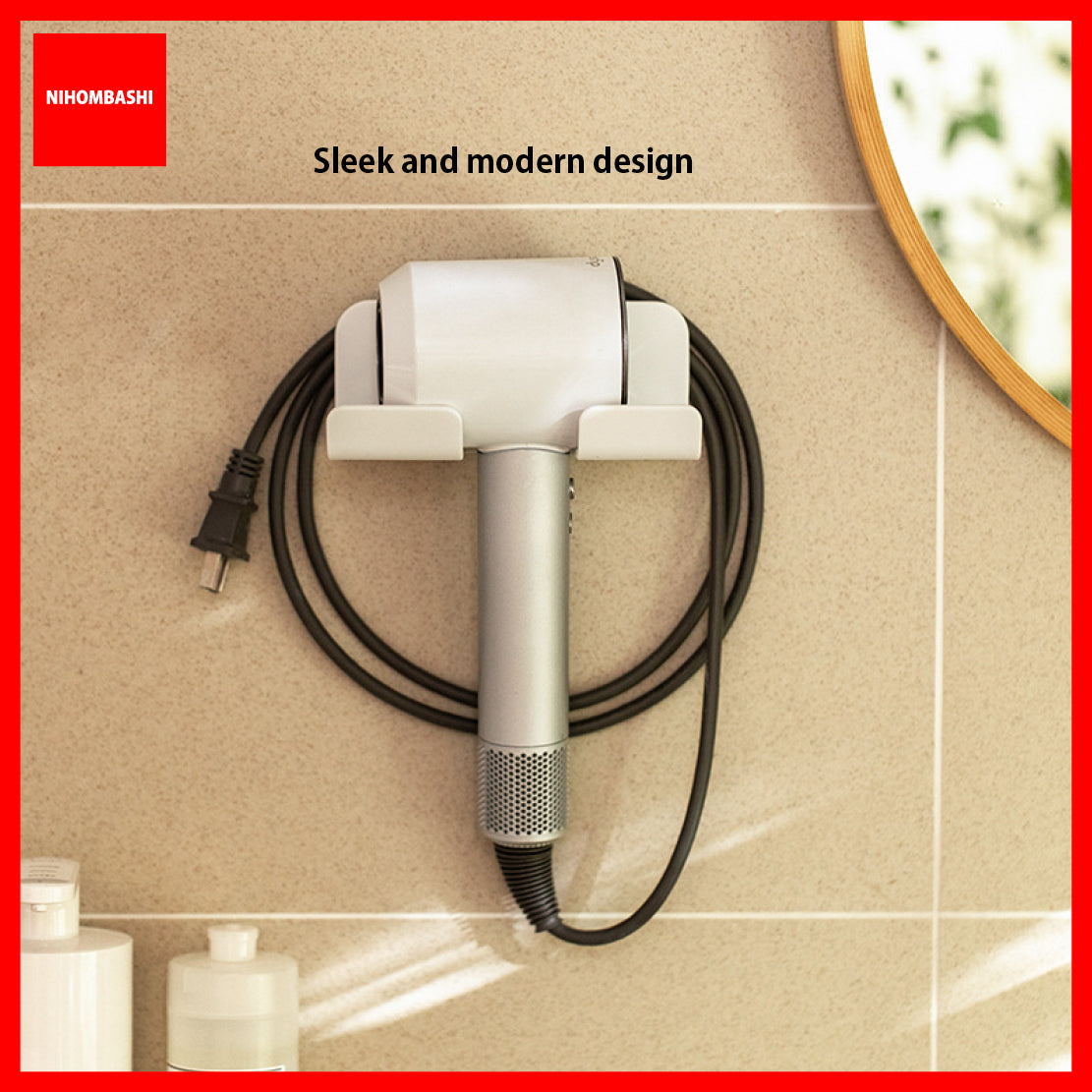 Hair Dryer Holder Punch Free Adhesive Wall Storage Rack