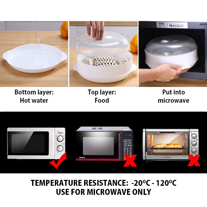 Practical Microwave Food Steamer Single Tier With Lid