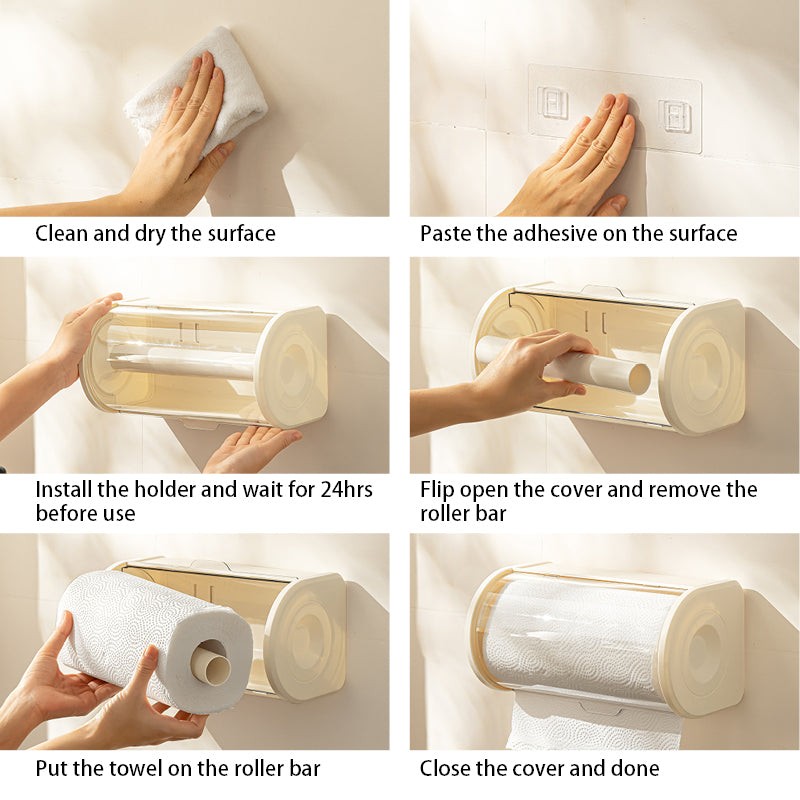 Towel Tissue Paper Roll Holder With Cover