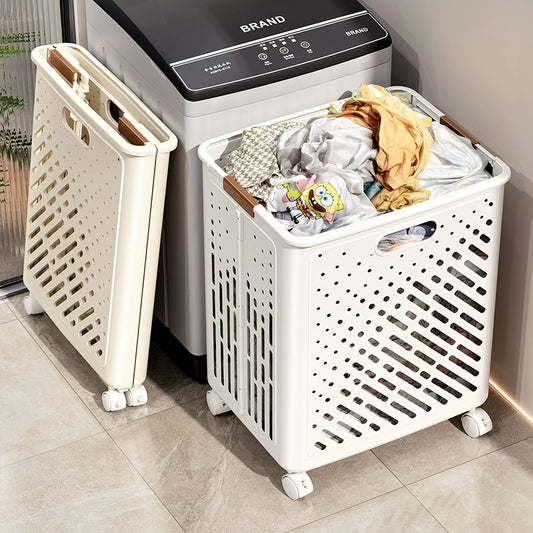 Foldable Laundry Basket with Handles Wheels