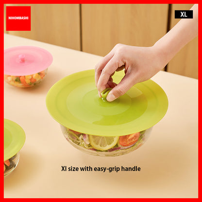 XL-Premium Silicone Suction Lid Reusable Food Cover Bowl Lid Airtight Leakproof Stretchable Lid Food Storage Cover Anti Dust Fresh Keeping 3 Colors