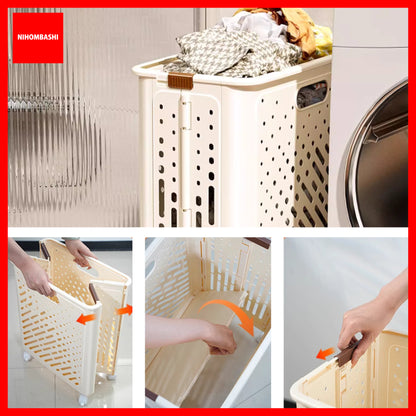 Foldable Laundry Basket with Handles Wheels
