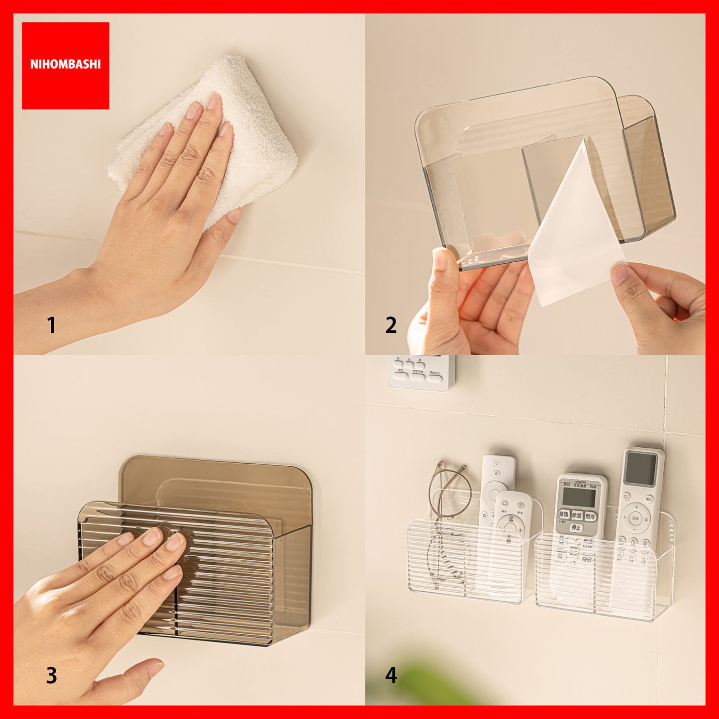 Transparent Wall mount remote controller holder