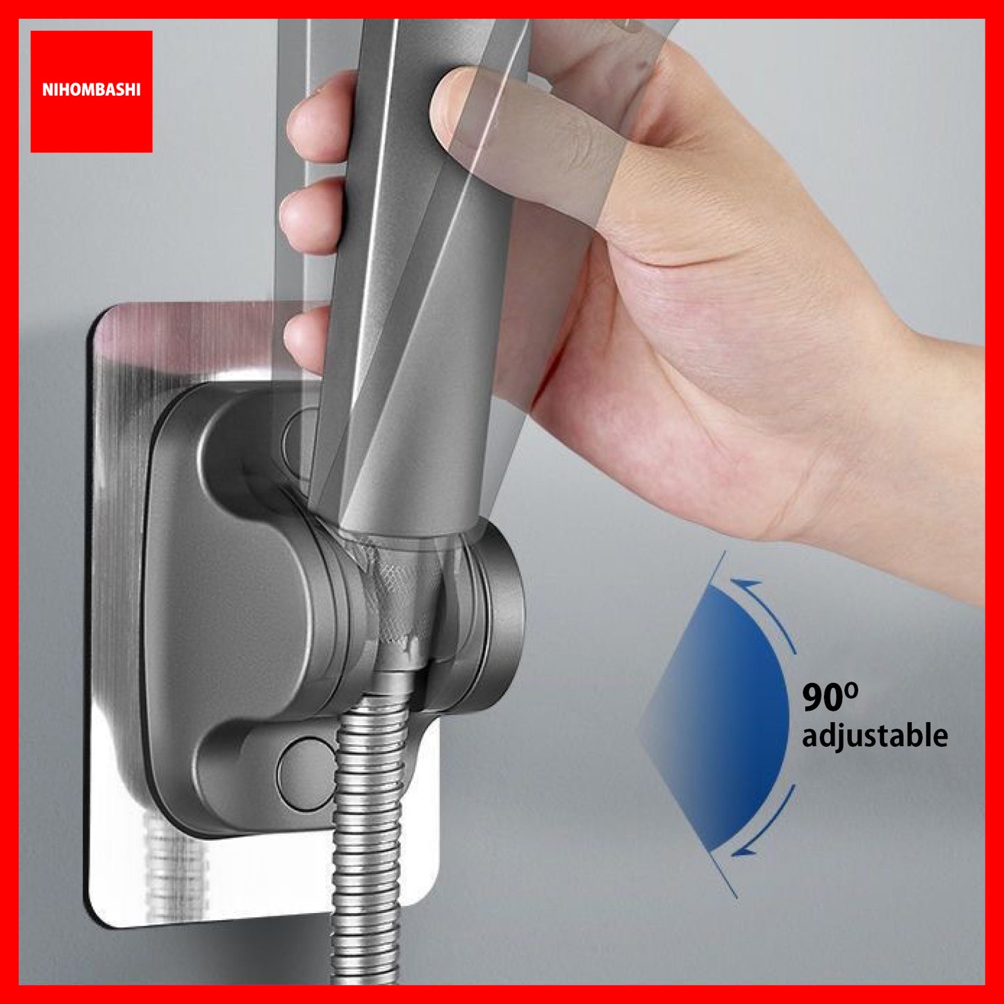 BIG Punch Free Adjustable Shower Head Holder