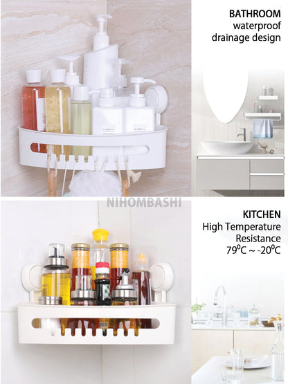 Bathroom Suction Shower Rack Corner Storage Organizer