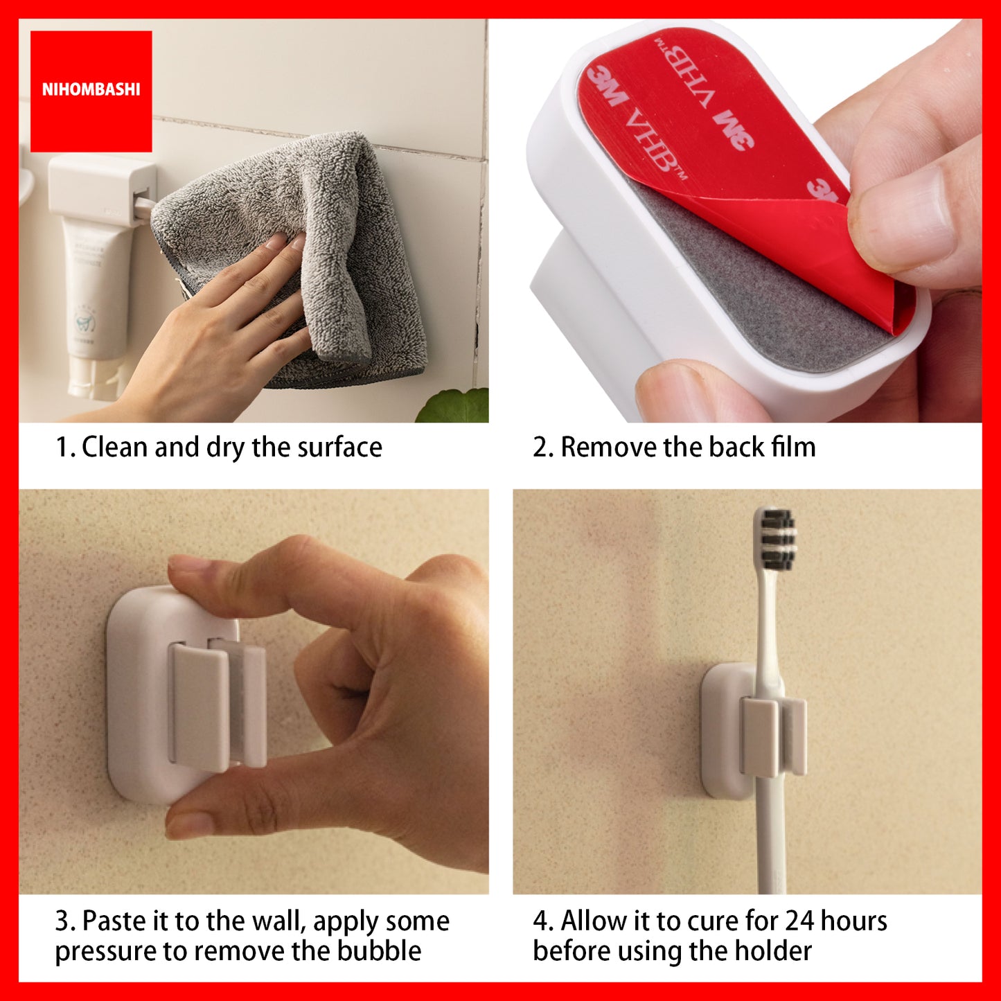 Adhesive Toothbrush Mop Holder