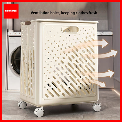 Foldable Laundry Basket with Handles Wheels