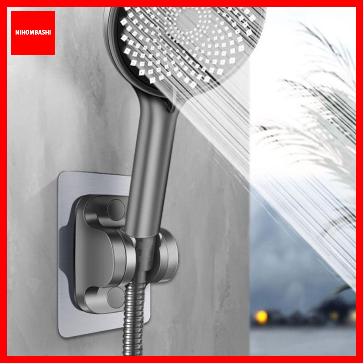 BIG Punch Free Adjustable Shower Head Holder