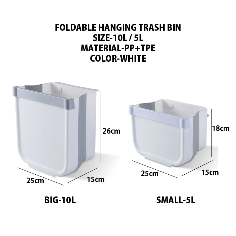 (2 Sizes) Kitchen Foldable Hanging Trash Bin