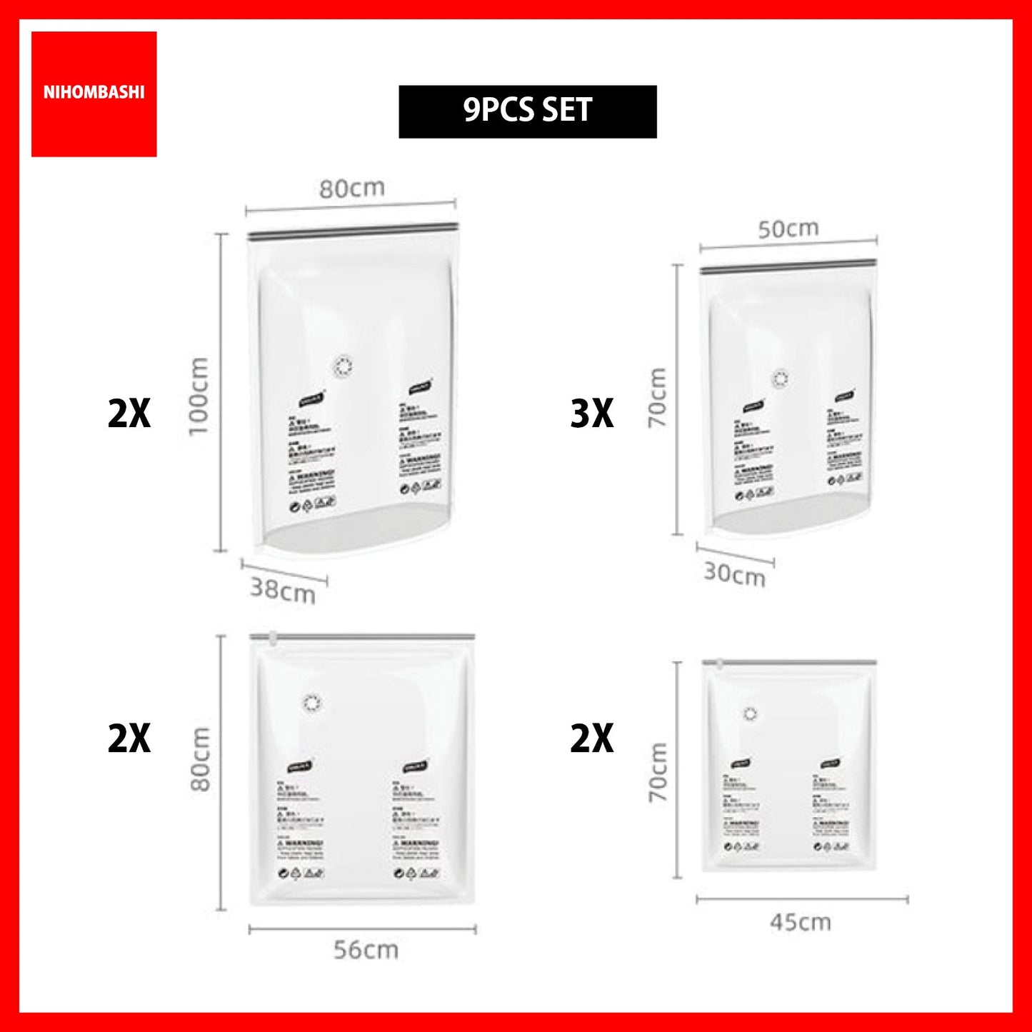 (9pcs) No PumpThree-Dimensional Vacuum Bags For Clothes