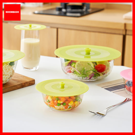 Premium Silicone Suction Lid Reusable Food Cover Bowl Lid Airtight Leakproof Stretchable Lid Food Storage Cover Anti Dust Fresh Keeping 3 Colors