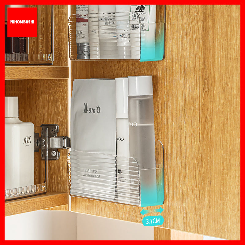 Wall Mount Storage Organizer Makeup Mask Lipstick Clear Storage Box Holder No Drilling Hang Walls Doors for Cabinet Bathroom Bedroom