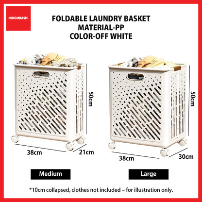 Foldable Laundry Basket with Handles Wheels