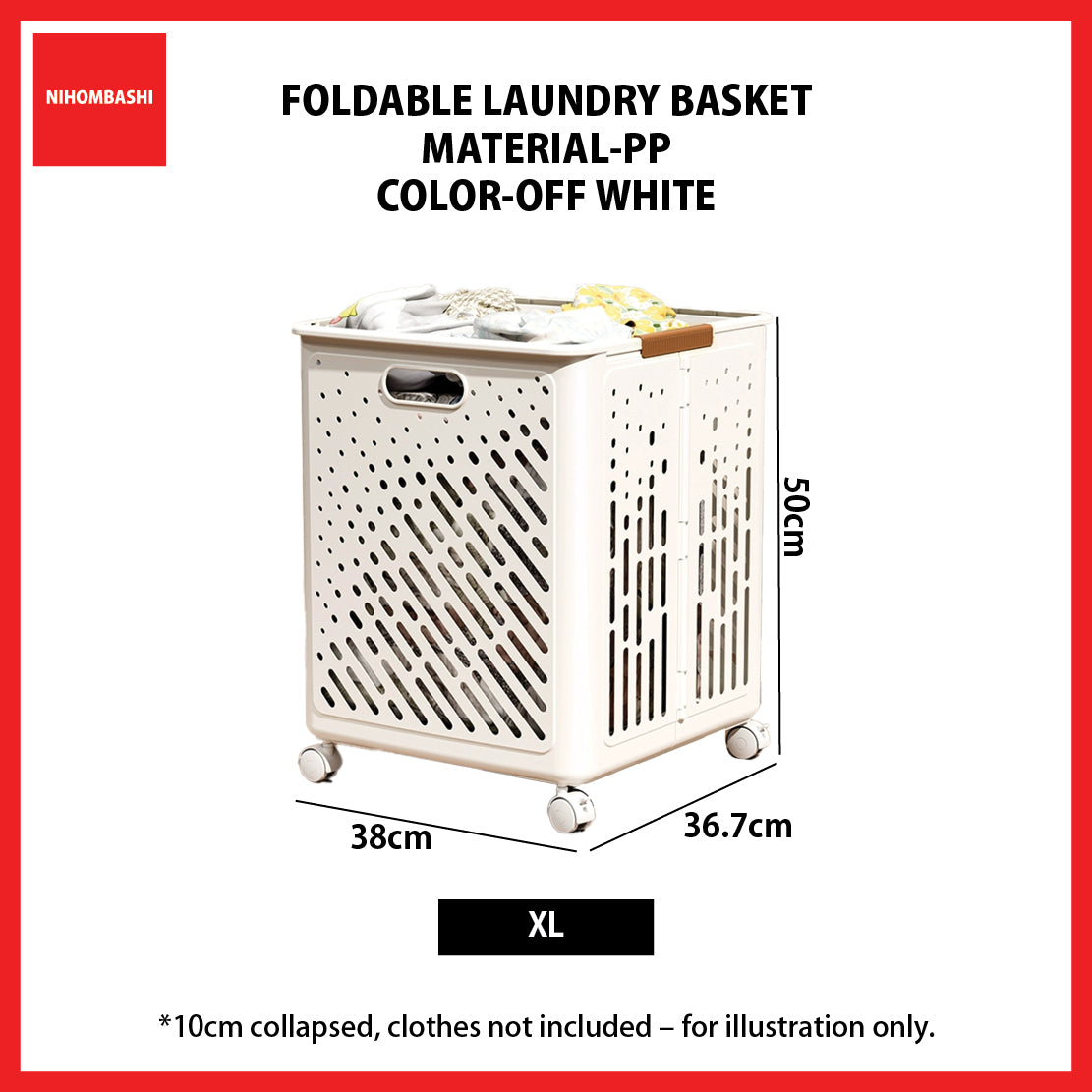 Foldable Laundry Basket with Handles Wheels