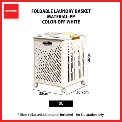 Foldable Laundry Basket with Handles Wheels