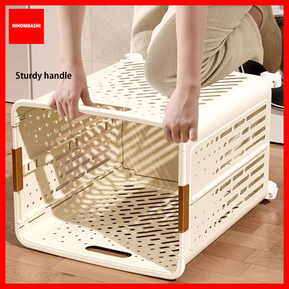 Foldable Laundry Basket with Handles Wheels