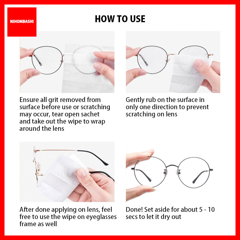 Quick Drying Lens Cleansing Wipes Individually Packed