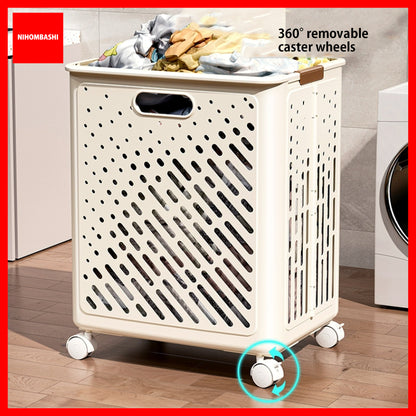 Foldable Laundry Basket with Handles Wheels