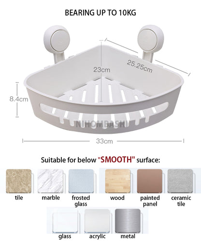 Bathroom Suction Shower Rack Corner Storage Organizer