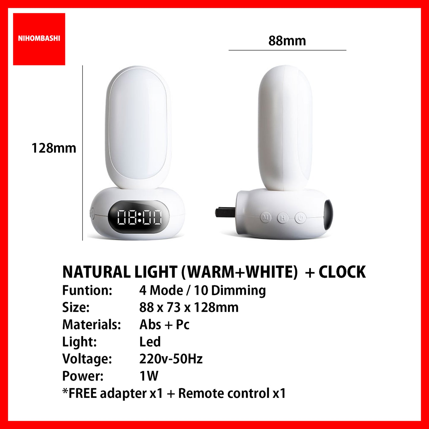 (FREE adapter) 3 mode Night LED Lamp