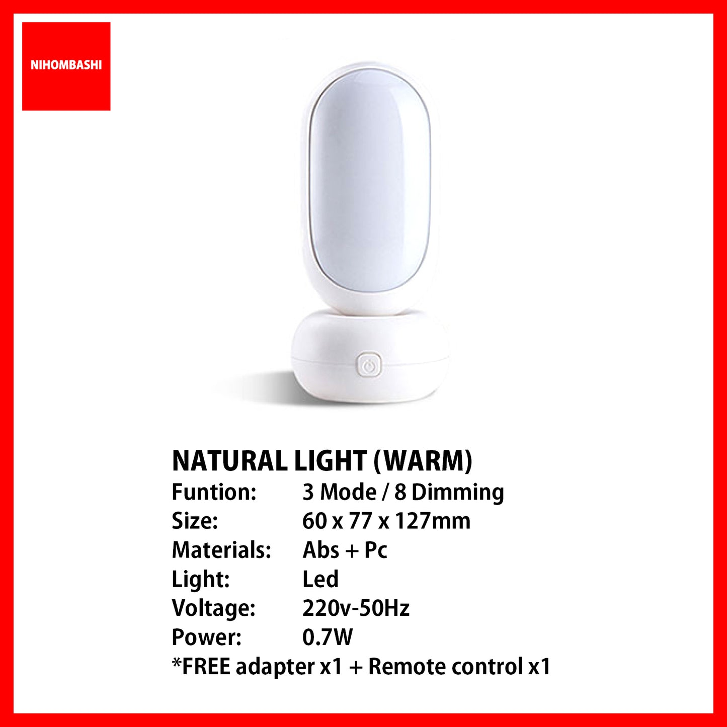 (FREE adapter) 3 mode Night LED Lamp