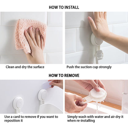 (1pc)  Removable Reusable Vacuum Suction Cup Mop Hook Holder