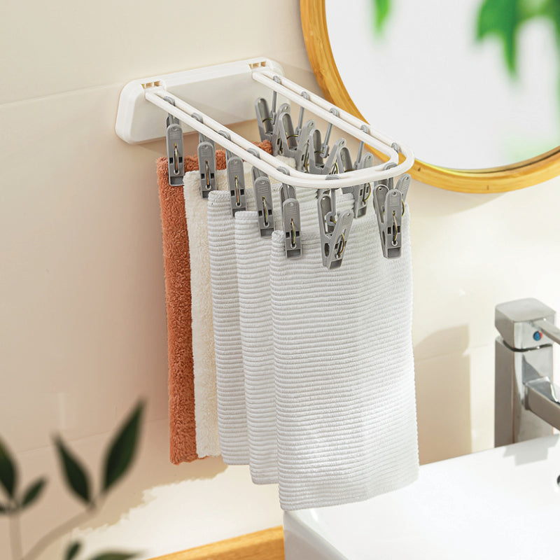 Foldable Laundry Drying Rack with Clips