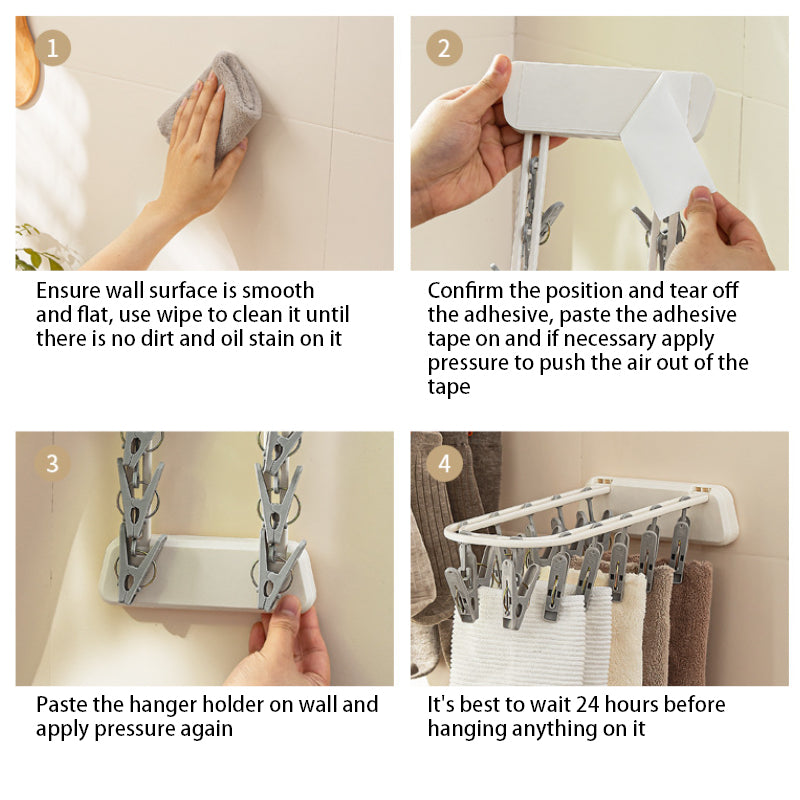 Foldable Laundry Drying Rack with Clips