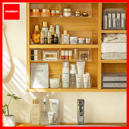 Makeup Organizer Shelf Cabinet Cosmetic Storage Tray with Adhesive Tape Make up Vanity Holder for Bathroom Counter