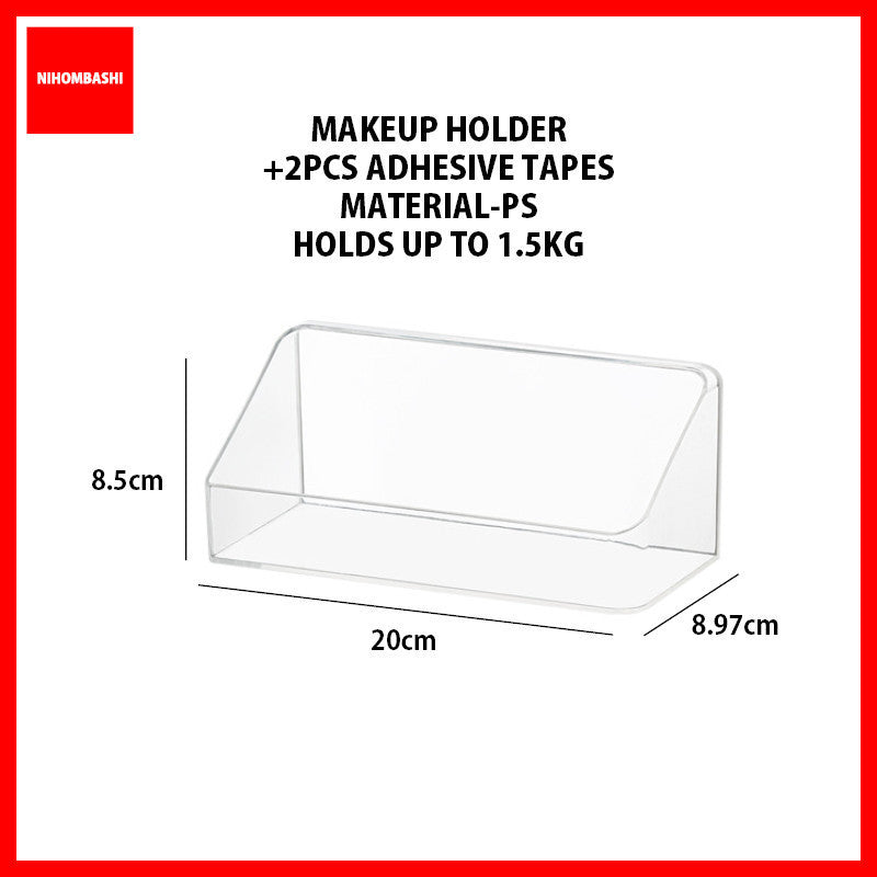 Makeup Organizer Shelf Cabinet Cosmetic Storage Tray with Adhesive Tape Make up Vanity Holder for Bathroom Counter