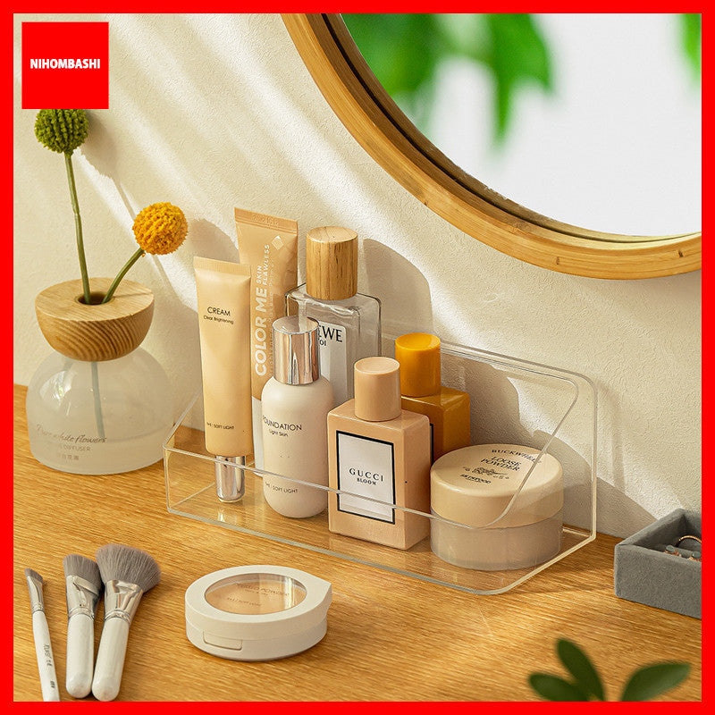 Makeup Organizer Shelf Cabinet Cosmetic Storage Tray with Adhesive Tape Make up Vanity Holder for Bathroom Counter