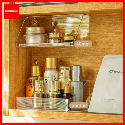 Makeup Organizer Shelf Cabinet Cosmetic Storage Tray with Adhesive Tape Make up Vanity Holder for Bathroom Counter
