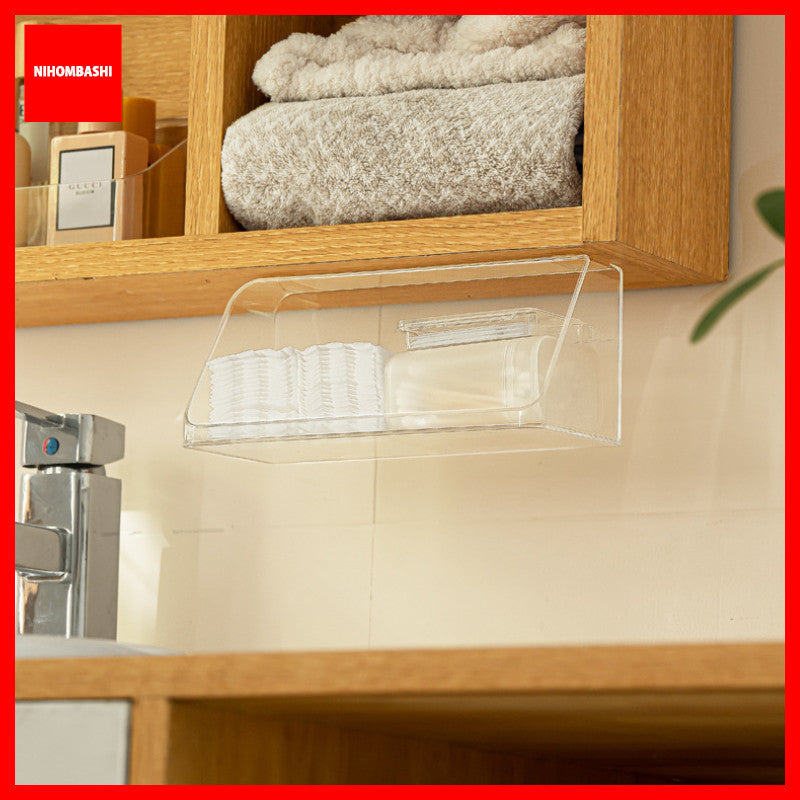 Makeup Organizer Shelf Cabinet Cosmetic Storage Tray with Adhesive Tape Make up Vanity Holder for Bathroom Counter