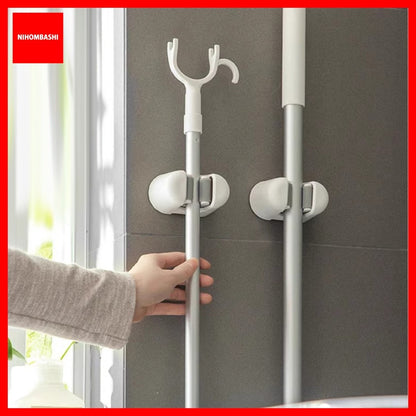 Mop Broom Holder Wall Mount Broom Gripper Holds Self Adhesive No Drilling Dustpan Hanger for For Home Garden Kitchen