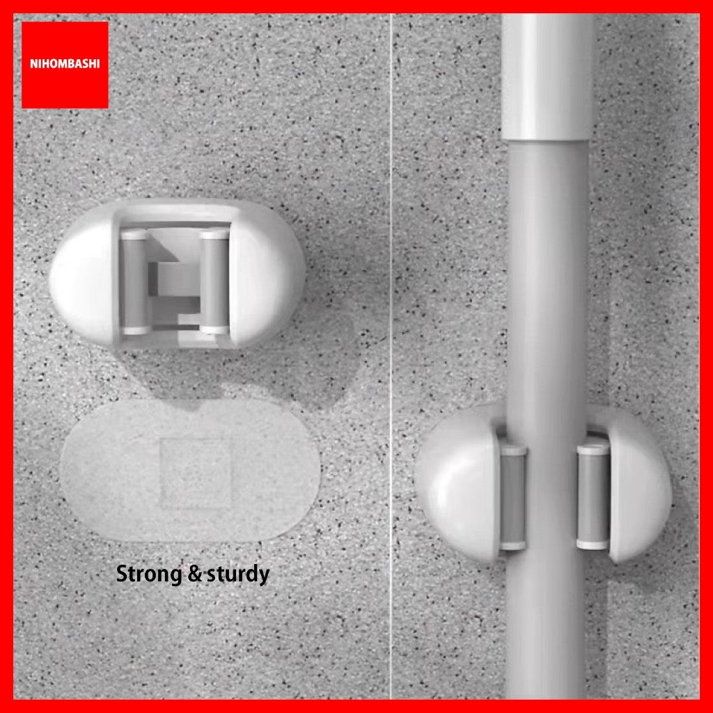 Mop Broom Holder Wall Mount Broom Gripper Holds Self Adhesive No Drilling Dustpan Hanger for For Home Garden Kitchen