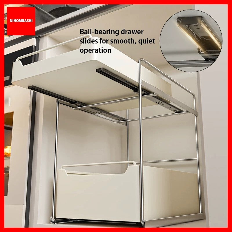 Stainless Steel Under Cabinet Pull Out Drawer Storage Rack Heavy Duty Kitchen Cabinet Organizer Sliding Shelf