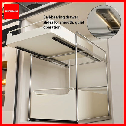 Stainless Steel Under Cabinet Pull Out Drawer Storage Rack Heavy Duty Kitchen Cabinet Organizer Sliding Shelf