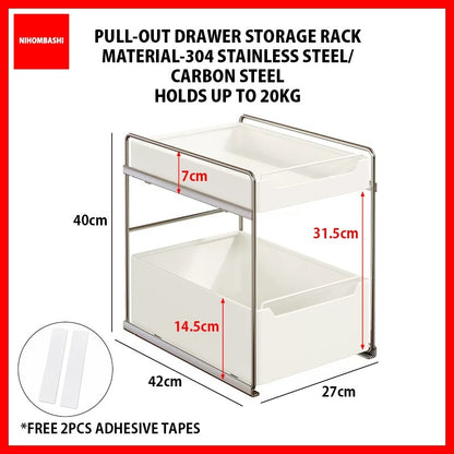 Stainless Steel Under Cabinet Pull Out Drawer Storage Rack Heavy Duty Kitchen Cabinet Organizer Sliding Shelf