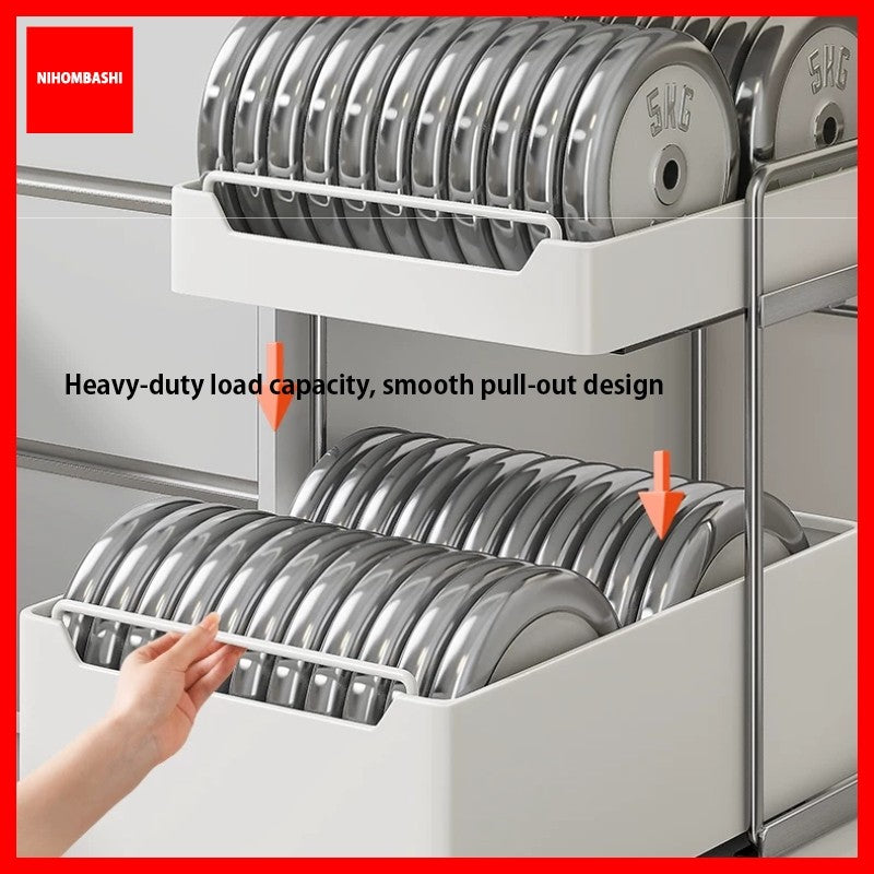 Stainless Steel Under Cabinet Pull Out Drawer Storage Rack Heavy Duty Kitchen Cabinet Organizer Sliding Shelf