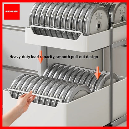 Stainless Steel Under Cabinet Pull Out Drawer Storage Rack Heavy Duty Kitchen Cabinet Organizer Sliding Shelf