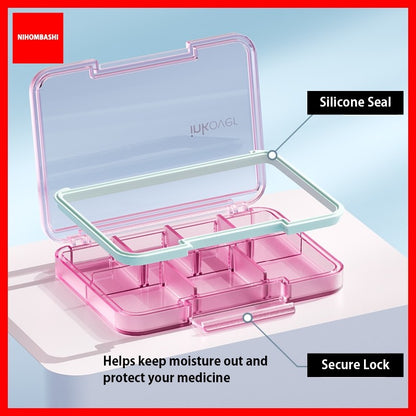Ultra Slim 1.6cm Medicine Pill Box Food Grade Transparent Portable 4/7 Compartments Weekly Pill Organizer with Silicone