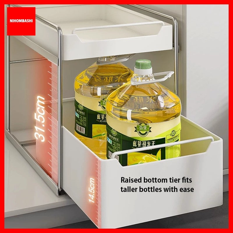 Stainless Steel Under Cabinet Pull Out Drawer Storage Rack Heavy Duty Kitchen Cabinet Organizer Sliding Shelf