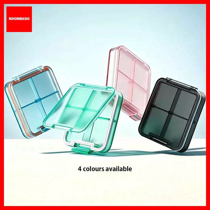 Ultra Slim 1.6cm Medicine Pill Box Food Grade Transparent Portable 4/7 Compartments Weekly Pill Organizer with Silicone