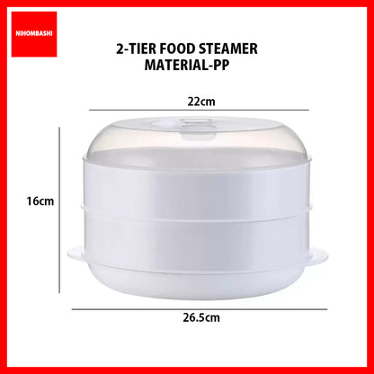 Microwave Steamer with Lid for Buns, Fish & Eggs, Single or 2-Tier