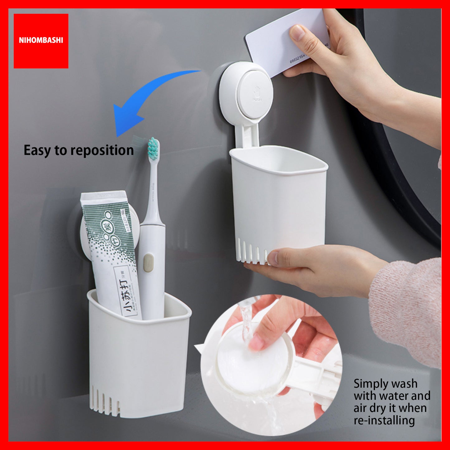 (1pc/2pcs) Bathroom Multifunctional Toothbrush Cup Holder